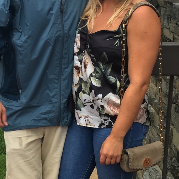 Two Arrows Black Rose Print Silk Camisole Top - Picture 7 of 7